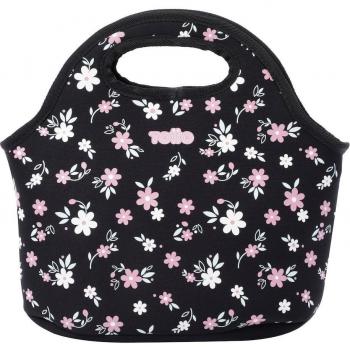 TOTTO - Bolsa porta-alimentos negro y flores - Feliza-N01