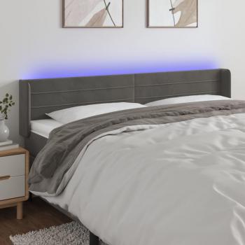 Cabecero LED de terciopelo gris oscuro 163x16x78/88 cm