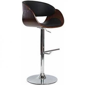 Taburete de bar Miliboo diseño negro y madera BENT