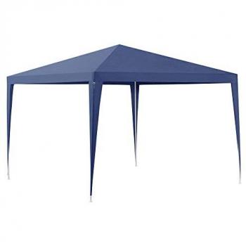 Carpa Pabellón para Jardín 300 x 300 x 255 cm Estructura de Metal Impermeable Azul Oscuro