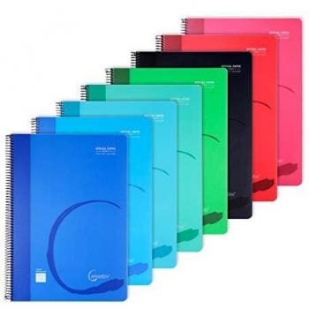 MP - Cuadernos Rayas Horizontales, Tapa Plástica, Unido en Espiral, 80 Hojas, Paquete de 8 Libretas 310x215 mm
