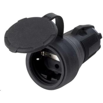 Toma Schuko Móvil Rosi 2P+T 16A IP54 Goma Negra