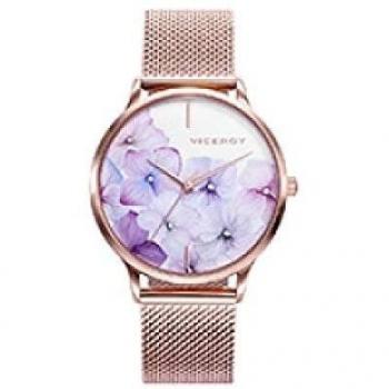 Viceroy Kiss - Reloj para Mujer Acero IP Oro Rosa Esfera Flores 461096-97