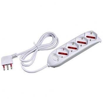 Multipresa 4 Schuko con Interruptor Serie Emilia, Cavo 1.5M, Blanca