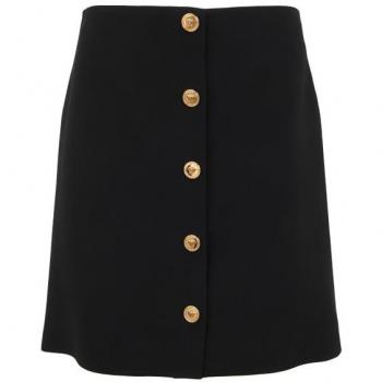 Versace Women's Crepe Mini Skirt in Black | Size 38 | 10056361A00540 Color 1B000