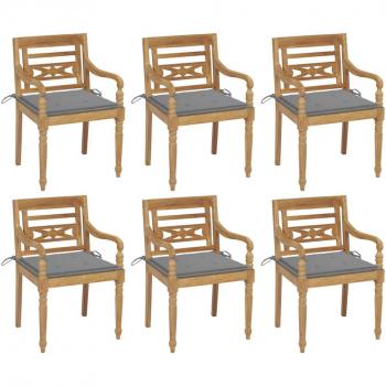 vidaXL Batavia Teak Wood Chairs with Cushions Set of 6