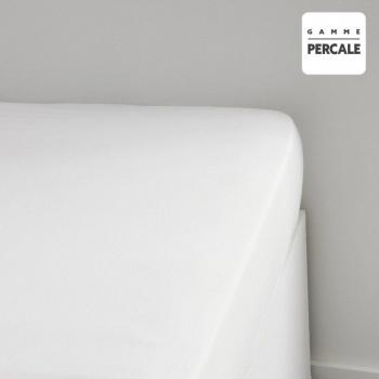 Sábana Bajera Ajustable 100% Percale de Algodón Blanco 140 x 200 + 30 cm