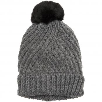 PIECES Pcjokima Pom Hood, Gorro de Punto para Mujer, Gris