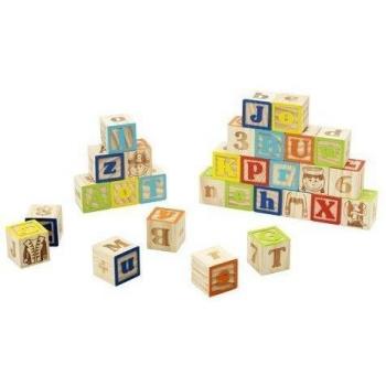 Imaginarium Natural Kubo Juego de Cubos de Madera con Letras y números