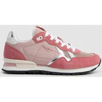 Pepe Jeans Brit Heritage Zapatillas de Piel y Ante para Mujer con Detalles Acolchados en Color Rosa