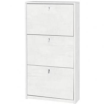 Zapatero compacto de tres puertas en color blanco óxido 63x18x117 cm
