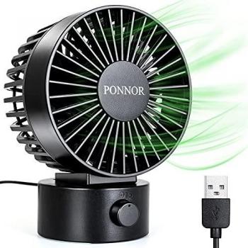 PONNOR Ventilador de USB, Mini Ventilador de Mesa con 2 Velocidades y Cable USB 1.8m