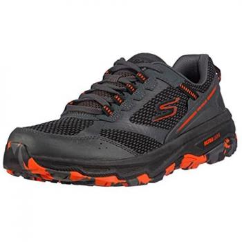 Zapatilla Hombre Skechers Go Run Trail Altitude Negra Naranja, características: diseño ligero, suela de tracción para senderismo, plantilla acolchada, material textil y cuero sintético, color negro con detalles en naranja, talla