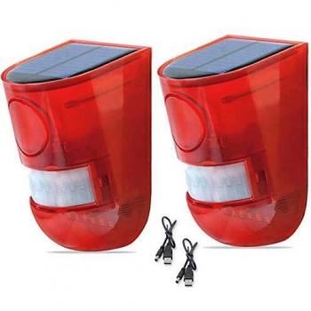 Luces estroboscópicas solares, IP65 Impermeable Sensor de movimiento Alarma de seguridad Emergencia LED Lámpara estroboscópica de advertencia para la granja Villa Apartamento Patio exterior