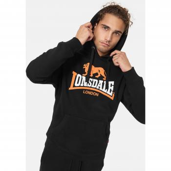 Lonsdale Thurning Men's Hoodie - Black/Orange/White, Size XL