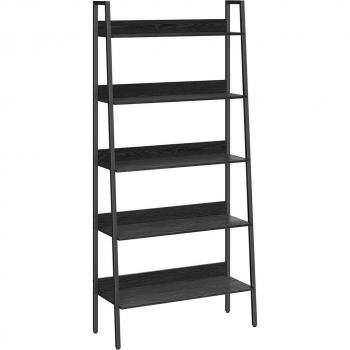 Estantería Escalera de 5 Niveles Estilo Industrial Negro Ébano y Marrón Rústico, Dimensiones: 30 x 80 x 170 cm