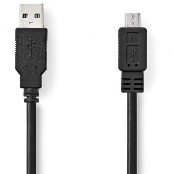 USB 2.0 Cable A Male to Micro-B Male 1m Black - 480 Mbps, Nickel-Plated, PVC Round