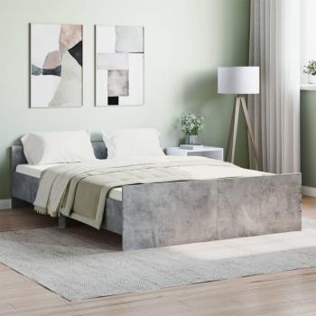 Cama con cabecero y piecero en cemento gris 135x190 cm