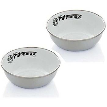 Juego de Cuencos de Emaille Petromax - 2 Piezas, 600 ml, Blanco, Acero Esmaltado, Ideal para Camping y Outdoor