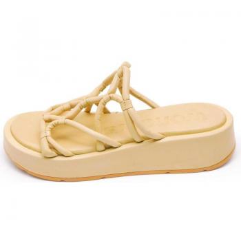 Sandalias planas de mujer Wonders modelo AT-3401 natural de piel vacuna con tiras