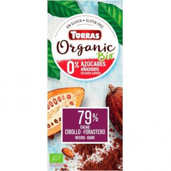 Torras Chocolate Negro 79% Cacao Orgánico Sin Azúcar Criollo Forastero 100g