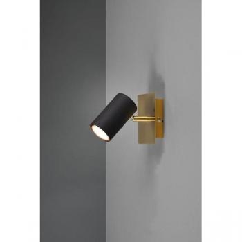 Foco de Pared Marley 1xGU10 Negro y Oro, Cilindro Orientable, 15 cm
