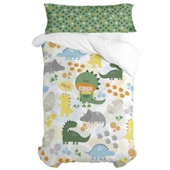Juego Nórdico 2 Piezas Happydino Multicolor 140x200 cm, 100% Algodón, Calidad 150 TC, Fabricado en España
