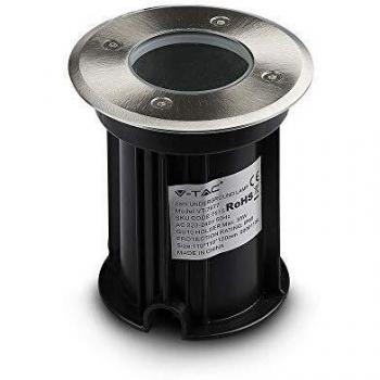 Portalámpara empotrable exterior GU10 IP65 redonda, calpestable, max 35W, color negro y acero