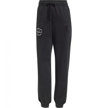 Pantalones Adidas Signature Graphic Print Fleece Loose Mujer Negro