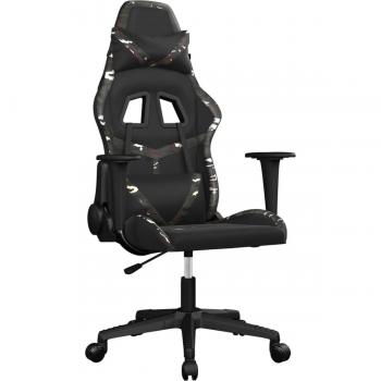 Silla gaming de imitación de cuero negro y camuflaje vidaXL