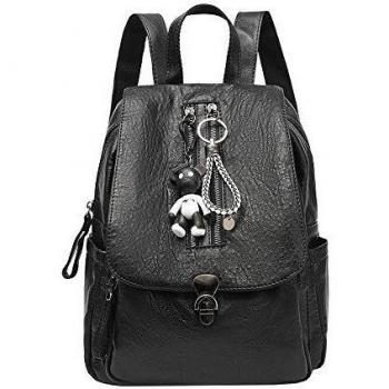 Tisdaini® Bolsos Mochila Mujer moda antirrobo casual viaje cuero escolares mochila Negro B