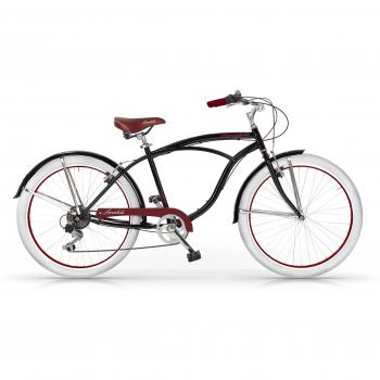 MBM  Honolulu - Bicicleta de paseo para hombre de 6 velocidades, cuadro de acero talla 47, frenos V-Brake, horquilla acero y ruedas de 26, color negro