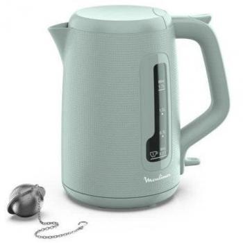 Hervidor Eléctrico Moulinex 1,7 L - Hervidor de agua con capacidad de 1,7 litros, diseño moderno, base giratoria de 360 grados, apagado automático y protección contra ebullición en