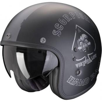Casco Jet Scorpion Belfast Evo Spade Negro Plata XL