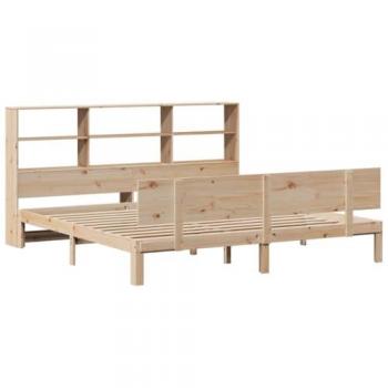 Cama con Estantería Sin Colchón 180x200 cm Super King Madera Maciza de Pino