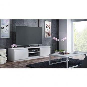 Mueble de Televisión HUCOCO Tivoli - Estilo Moderno - 140x40x36cm - 2 Cajones + 2 Puertas - Almacenamiento para Equipos de TV/Audio