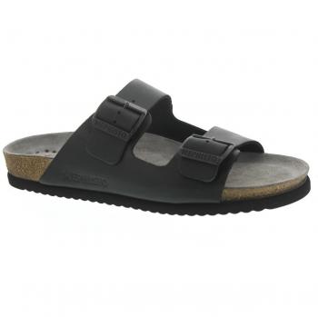 Nerio Black Full Grain Leather Men's Slide Sandals