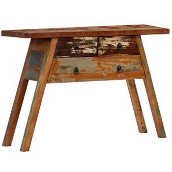vidaXL Mesa Consola Madera Maciza Reciclada Cajones Decoración de Interiores Mobiliario Salón Comedor Casa Hogar Estilo Rústico 110x30x75 cm