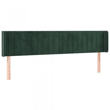Cabecero de Cama con LED Tapizado en Terciopelo Verde Oscuro 203x16x78/88 cm