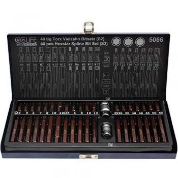 CCLIFE 40 piezas Juego de Puntas Torx XZN Puntas de Vaso Puntas Hexagonal, S2 puntas T20-T55 M5-M12 H4-H12