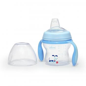Chicco NaturalFeeling - Vaso de transición con boquilla super suave para 6 meses en adelante, 150 ml, color azul