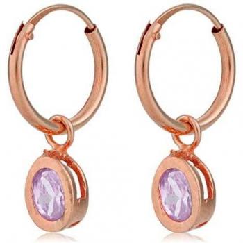 Córdoba Jewels | Pendientes en plata de ley 925 bañada en oro rosa con zirconita con diseño Aritos Oval Zirconium Rosa De Francia Rose Gold
