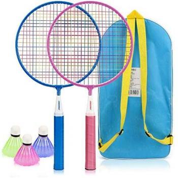 NOBRAND Set de bádminton para niños Powcan Kit Ligero de bádminton para niños Juguetes de bádminton con 2 Raquetas de bádminton y 3 Volantes para el Juego de Deportes de Playa al Aire Libre