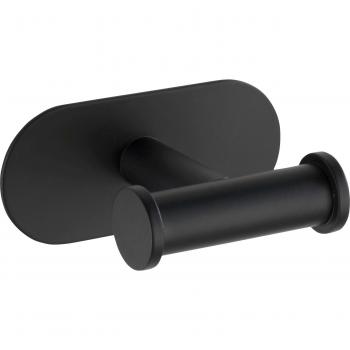 Percha de baño Orea negra mate, acero inoxidable, capacidad máxima 40 kg, instalación sin taladrar