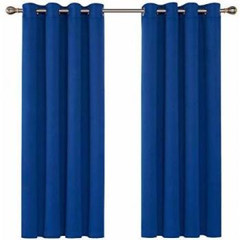 Deconovo Cortinas Dormitorio Aislantes Termicas para Salon Decotativo con Ojales 140x180cm Azul Oscuro