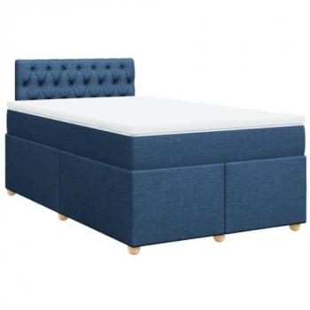 Cama box spring con colchón tela azul 120x190 cm Azul