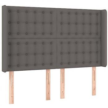 Cabecero con LED cuero sintético gris 147x16x118/128cm