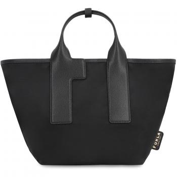 Furla Piuma M Tote Bag in Black - Lightweight Nylon with Leather Handles, Size: One Size, Women's Handbag