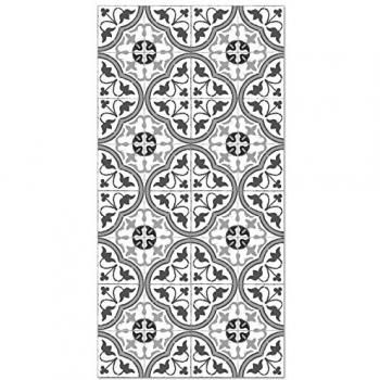 Alfombra Vinílica Hidráulica Antideslizante e Ignífuga Flor Gris 80x250 cm