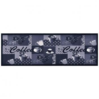 Alfombra de cocina lavable Coffee azul 60x180 cm